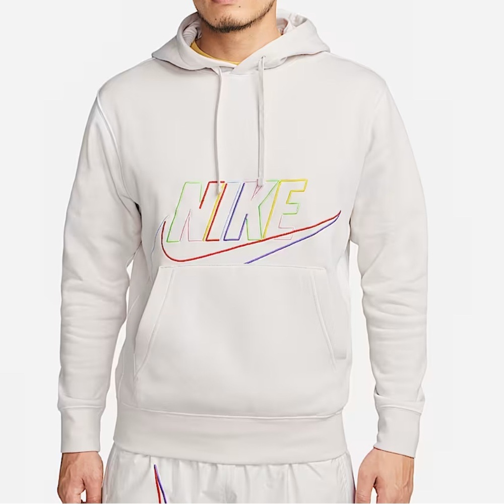 Nike Club Fleece Rainbow Outline Hoodie Pullover Small Streetwear Sporty Cozy